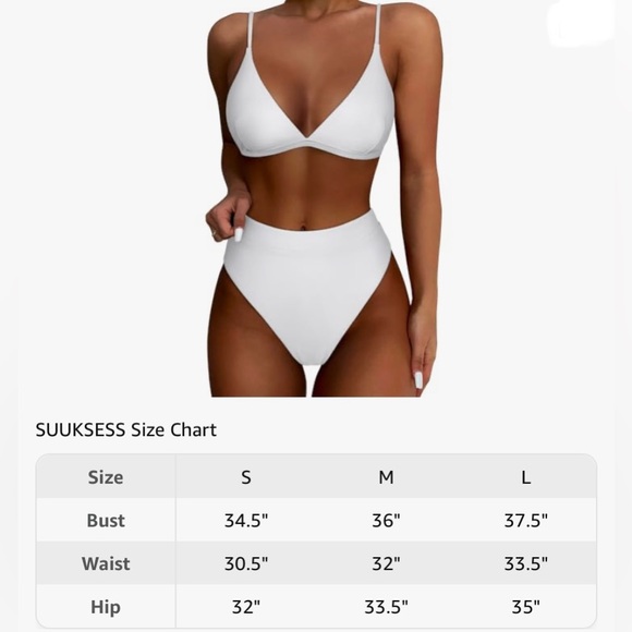 Womens White Two Piece Bikini Swimsuit Set High Waisted High Cut Size Small - Picture 3 of 3